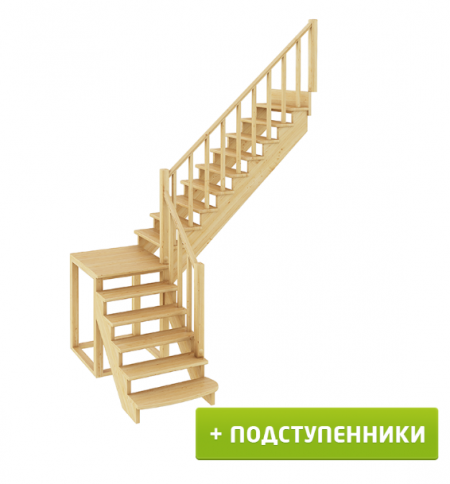 Лестница К-002м/3 с подступенками П дуб