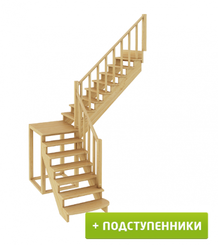 Лестница К-002м/4 с подступенками П дуб