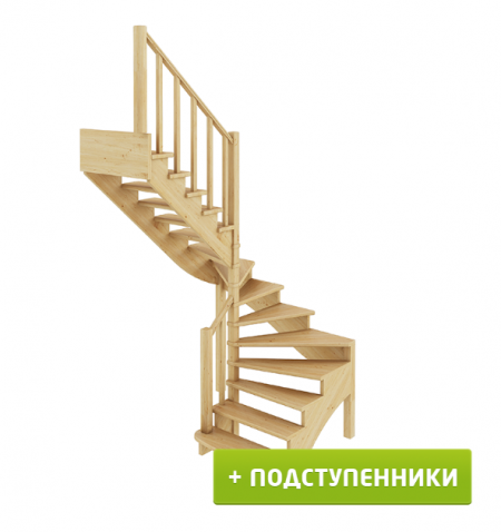 Лестница К-003м/4 с подступенками Л сосна