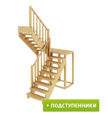 Лестница К-004м/2 с подступенками Л дуб