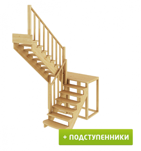 Лестница К-004м/3 с подступенками Л бук
