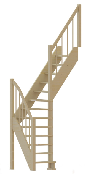 Лестница ЛС-91м+2 без подступенков П сосна