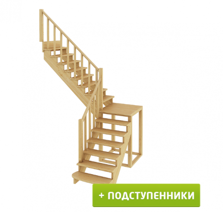 Лестница К-002м/4 с подступенками Л дуб