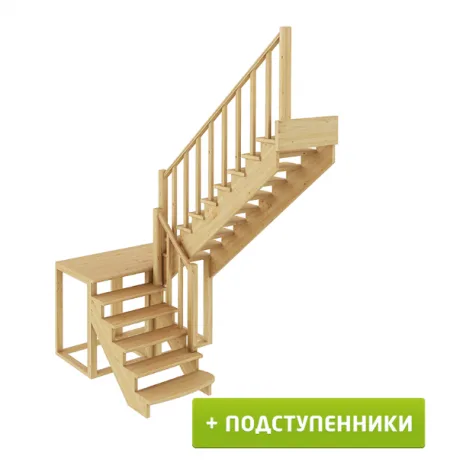 Лестница К-004м/4 с подступенками П дуб