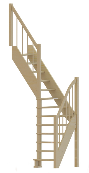 Лестница ЛС-91м+2 без подступенков Л сосна