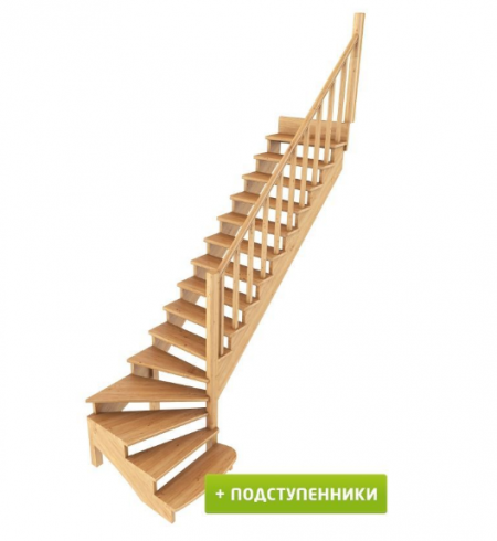 Лестница К-001м/8 с подступенками П сосна
